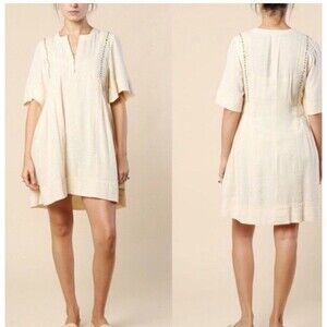 ISABEL MARANT Etoile Anabel Dress Womens 36 Small Ivory Boho Mini Ethic Studded